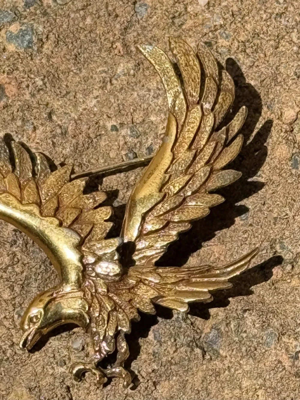 Gold Tone High Winged Eagle Brooch - 2.5